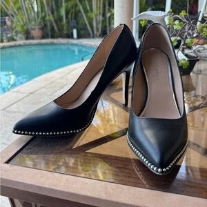 BCBGeneration Black Pointed Toe Studded Heels